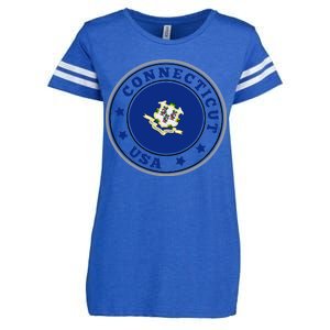 Connecticut State Flag Circle Enza Ladies Jersey Football T-Shirt