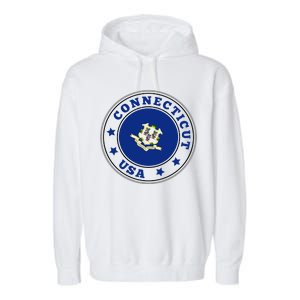 Connecticut State Flag Circle Garment-Dyed Fleece Hoodie