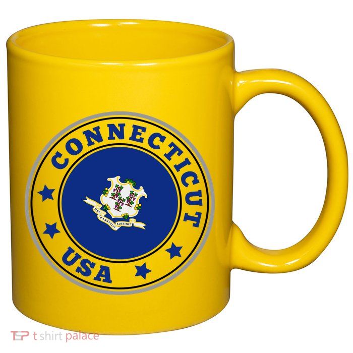 Connecticut State Flag Circle 11oz C Handle Ceramic Mug