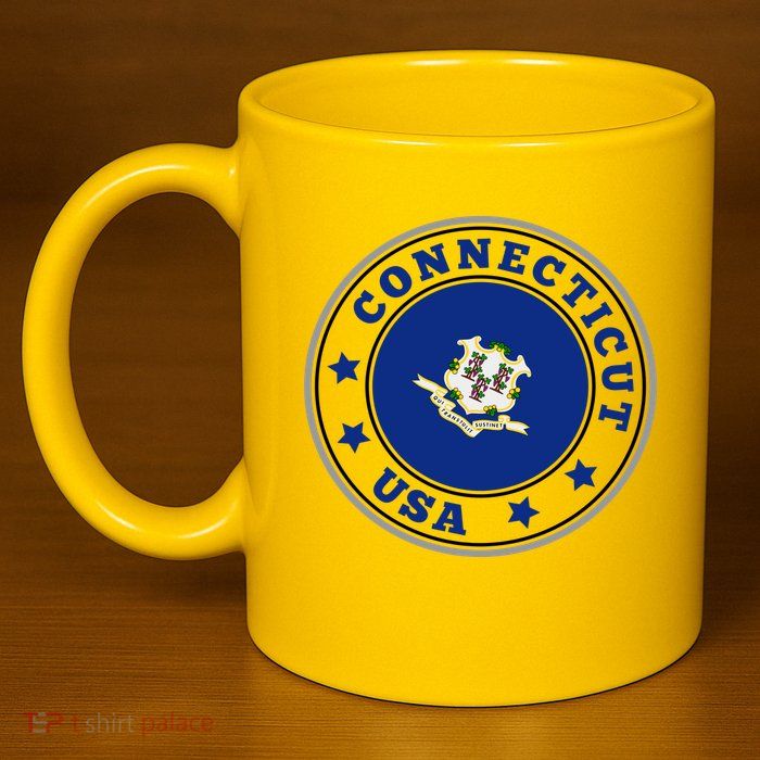 Connecticut State Flag Circle 11oz C Handle Ceramic Mug