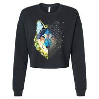 Constellation Pixel Wolf Cropped Pullover Crew