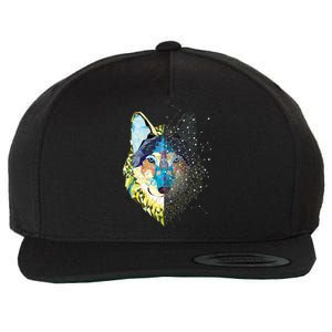 Constellation Pixel Wolf Wool Snapback Cap