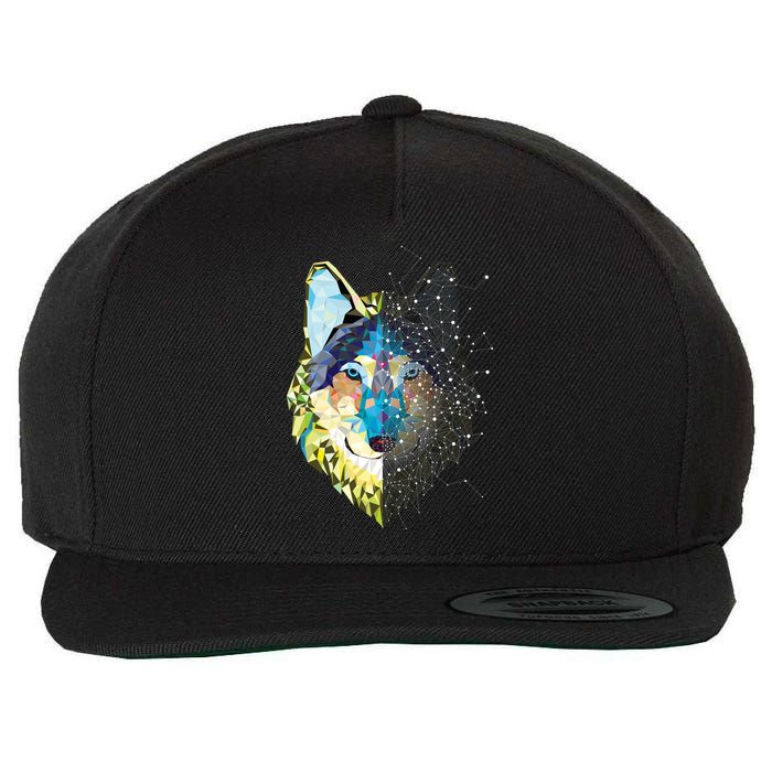 Constellation Pixel Wolf Wool Snapback Cap