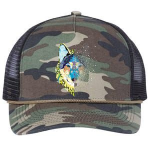 Constellation Pixel Wolf Retro Rope Trucker Hat Cap