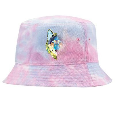 Constellation Pixel Wolf Tie-Dyed Bucket Hat