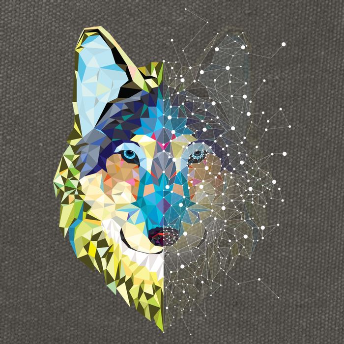 Constellation Pixel Wolf Cotton Canvas Backpack