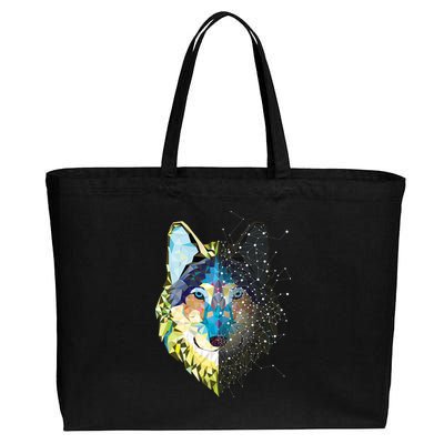 Constellation Pixel Wolf Cotton Canvas Jumbo Tote