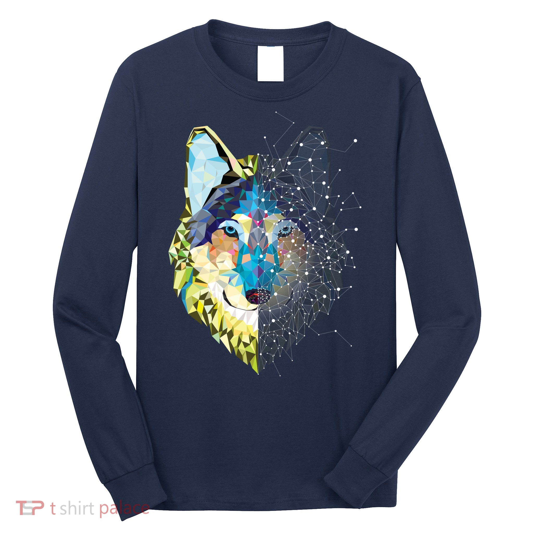 Constellation Pixel Wolf Long Sleeve Shirt
