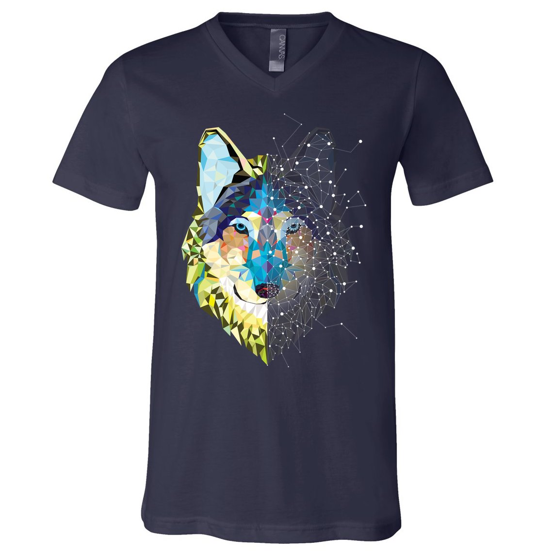 Constellation Pixel Wolf V-Neck T-Shirt