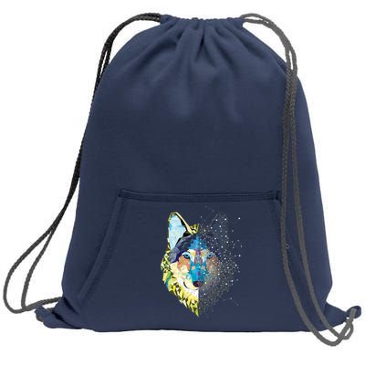 Constellation Pixel Wolf Sweatshirt Cinch Pack Bag