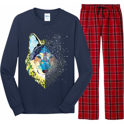 Constellation Pixel Wolf Long Sleeve Pajama Set