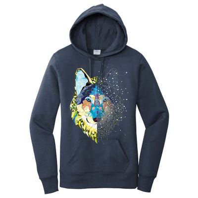 Constellation Pixel Wolf Women's Pullover Hoodie