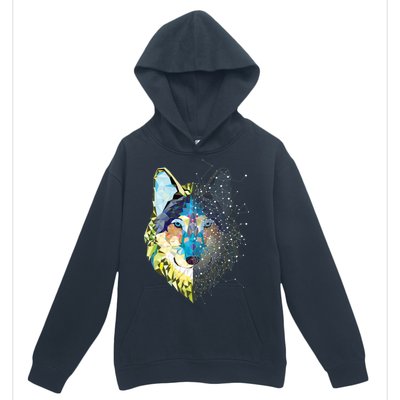 Constellation Pixel Wolf Urban Pullover Hoodie