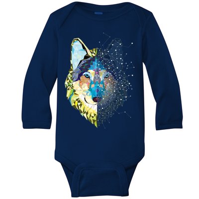 Constellation Pixel Wolf Baby Long Sleeve Bodysuit