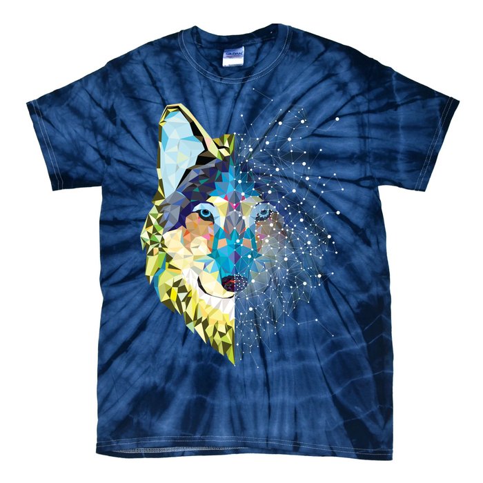 Constellation Pixel Wolf Tie-Dye T-Shirt