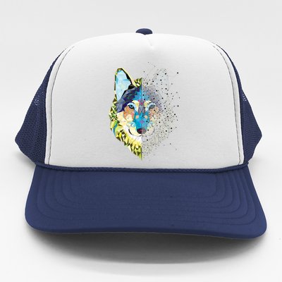 Constellation Pixel Wolf Trucker Hat