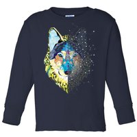 Constellation Pixel Wolf Toddler Long Sleeve Shirt