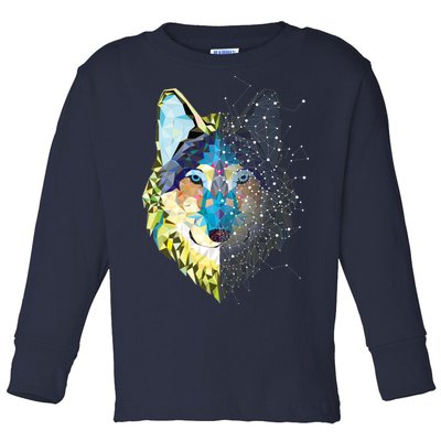 Constellation Pixel Wolf Toddler Long Sleeve Shirt