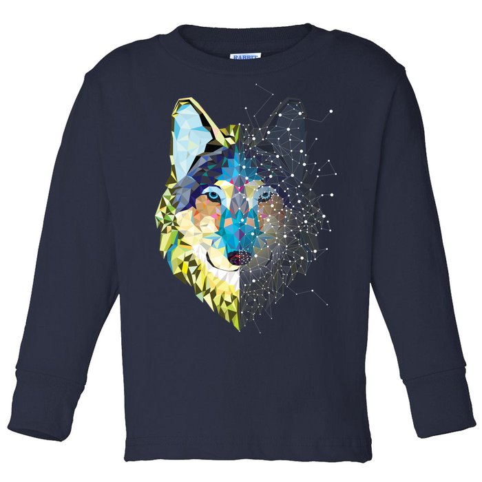 Constellation Pixel Wolf Toddler Long Sleeve Shirt