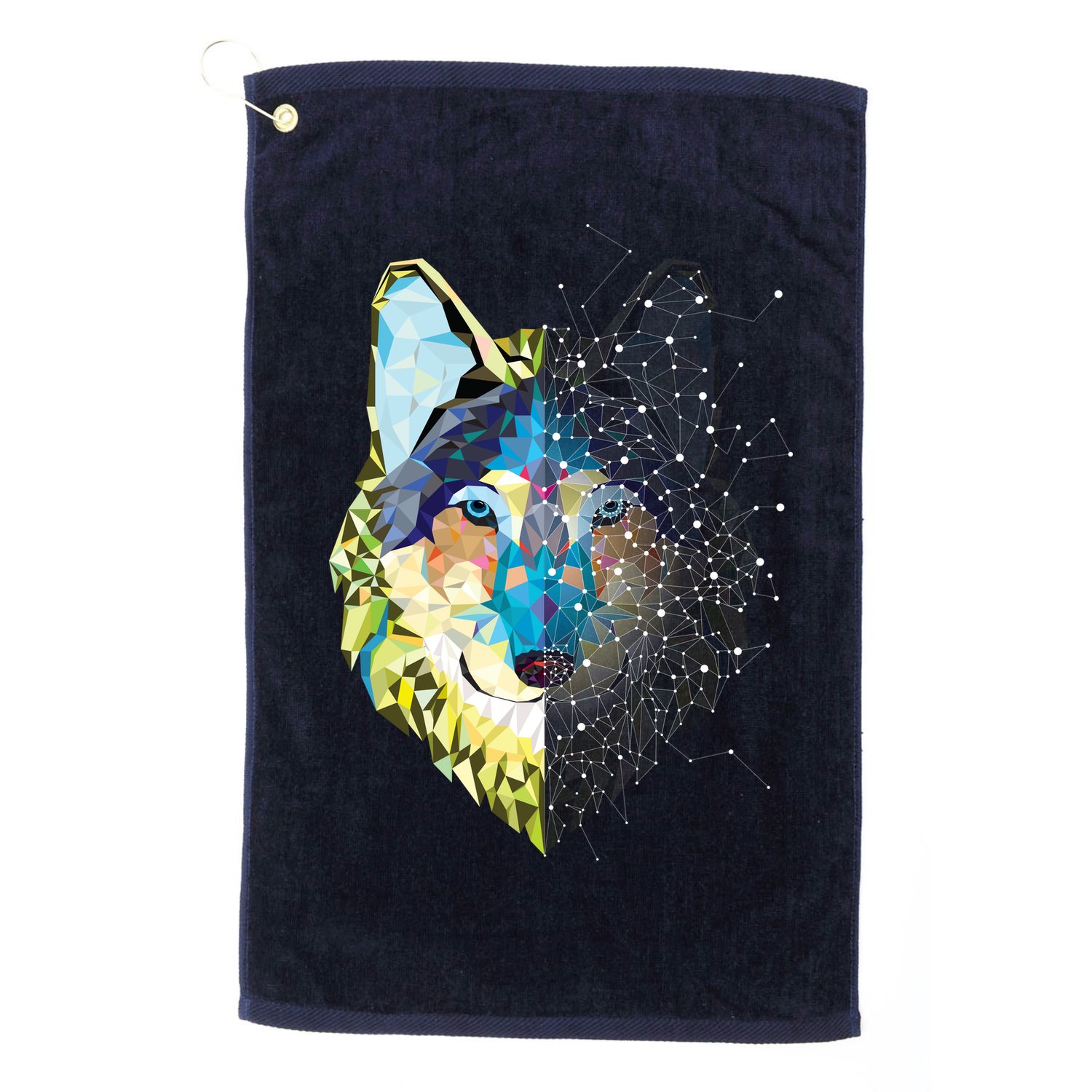Constellation Pixel Wolf Golf Towel