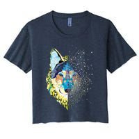 Constellation Pixel Wolf Women's Crop Top Tee