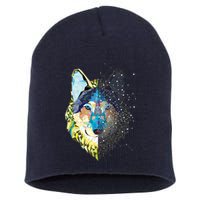 Constellation Pixel Wolf Short Acrylic Beanie