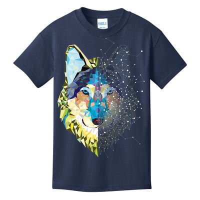 Constellation Pixel Wolf Kids T-Shirt