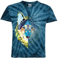 Constellation Pixel Wolf Kids Tie-Dye T-Shirt