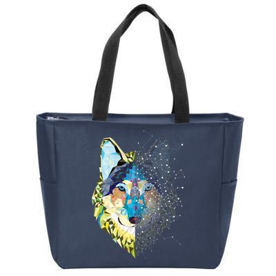 Constellation Pixel Wolf Zip Tote Bag