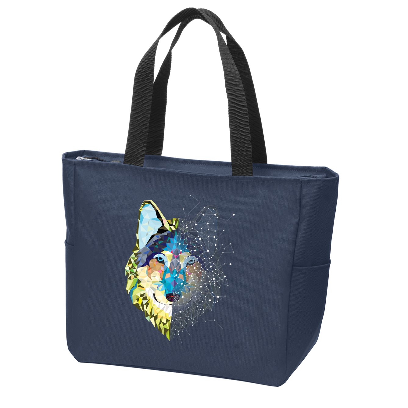 Constellation Pixel Wolf Zip Tote Bag