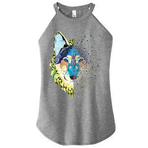 Constellation Pixel Wolf Women’s Perfect Tri Rocker Tank