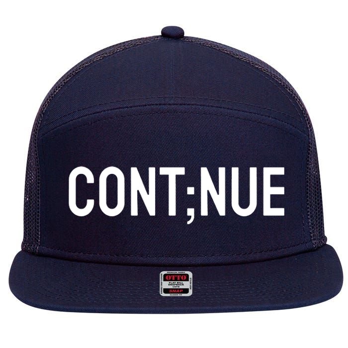 Continue Suicide Prevention 7 Panel Mesh Trucker Snapback Hat