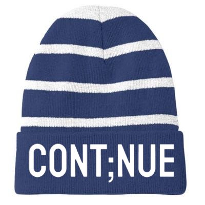 Continue Suicide Prevention Striped Beanie with Solid Band