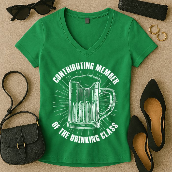 Contributing Member Of The Drinking Class Women's V-Neck T-Shirt