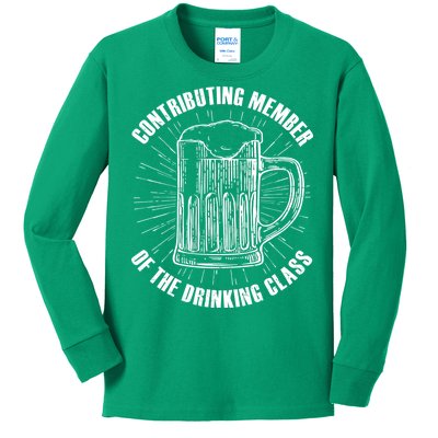 Contributing Member Of The Drinking Class Kids Long Sleeve Shirt