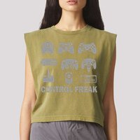 Control Freak Gamer Controllers Garment-Dyed Women's Muscle Tee