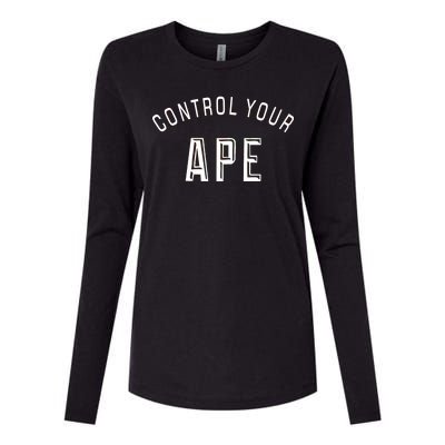 Control Your Ape Womens Cotton Relaxed Long Sleeve T-Shirt