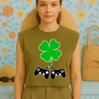 Controller Irish Cover St Patricks Day Garment-Dyed Women's Muscle Tee