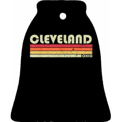 Cleveland Oh Ohio Funny City Home Roots Gift Retro 70s 80s Ceramic Bell Ornament