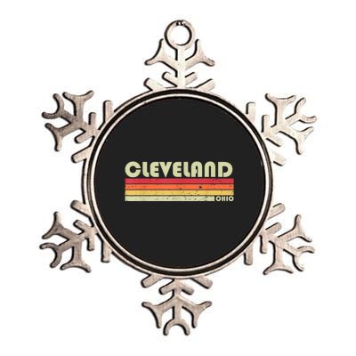 Cleveland Oh Ohio Funny City Home Roots Gift Retro 70s 80s Metallic Star Ornament