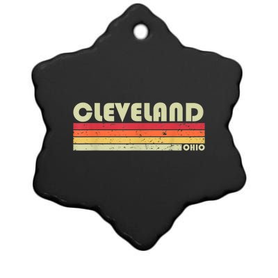 Cleveland Oh Ohio Funny City Home Roots Gift Retro 70s 80s Ceramic Star Ornament