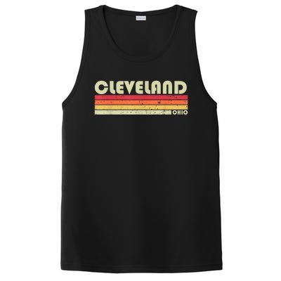 Cleveland Oh Ohio Funny City Home Roots Gift Retro 70s 80s PosiCharge Competitor Tank