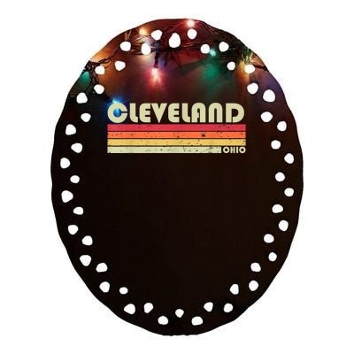 Cleveland Oh Ohio Funny City Home Roots Gift Retro 70s 80s Ceramic Oval Ornament