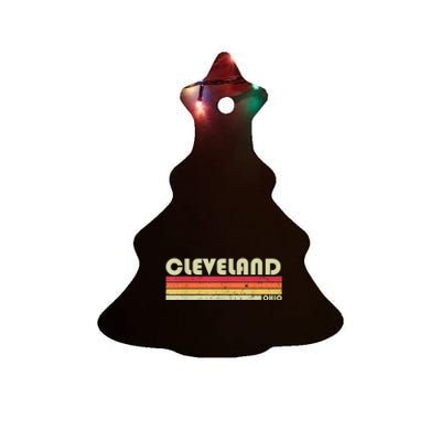 Cleveland Oh Ohio Funny City Home Roots Gift Retro 70s 80s Ceramic Tree Ornament