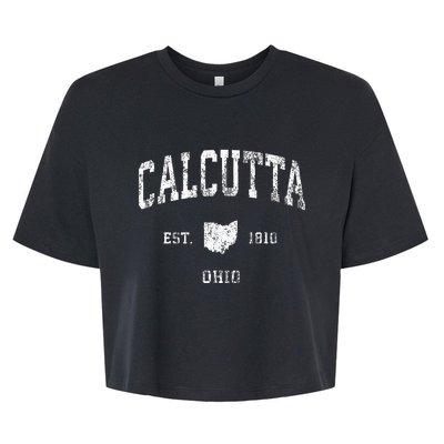 Calcutta Ohio Oh Vintage Athletic Sports Design Bella+Canvas Jersey Crop Tee