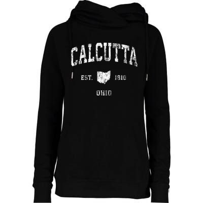 Calcutta Ohio Oh Vintage Athletic Sports Design Womens Funnel Neck Pullover Hood