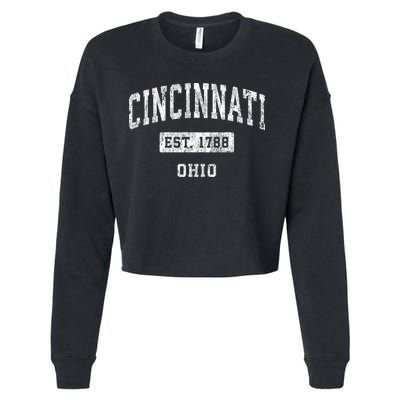 Cincinnati Ohio Oh Vintage Established Sports Cropped Pullover Crew