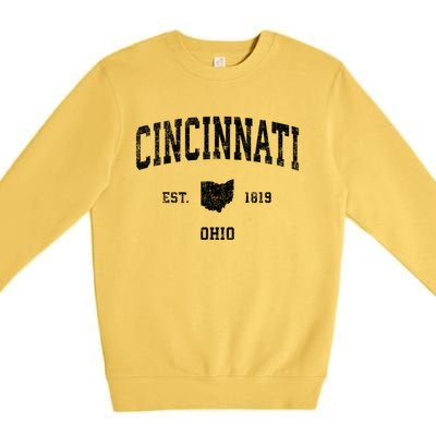 Cincinnati Ohio Oh Vintage Established Sports Design Premium Crewneck Sweatshirt