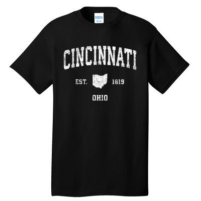 Cincinnati Ohio Oh Vintage Established Sports Design Tall T-Shirt