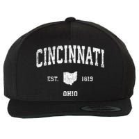 Cincinnati Ohio Oh Vintage Established Sports Design Wool Snapback Cap